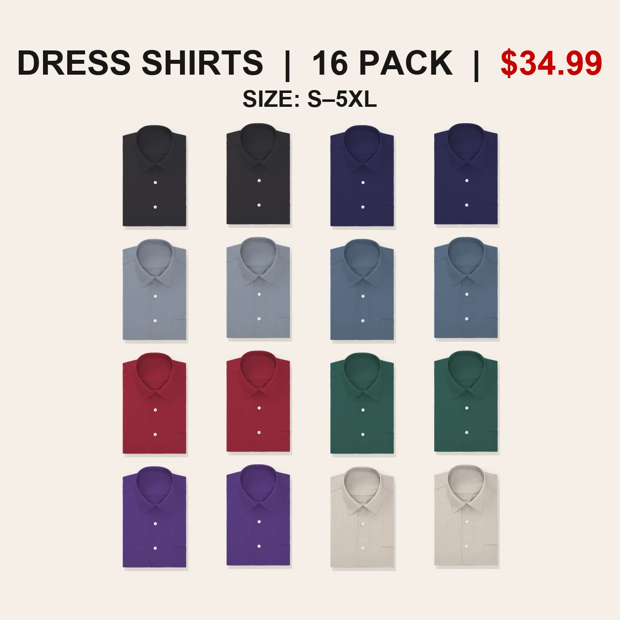 Sixteen-pack Executive Color regular fit dress shirt mix