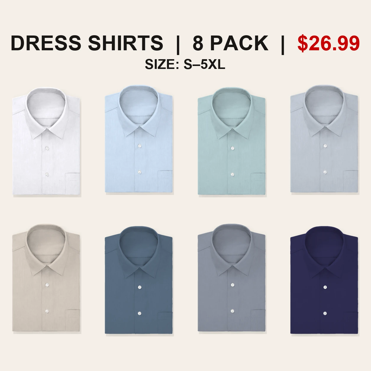 Eight-pack Cool Office regular fit dress shirt mix