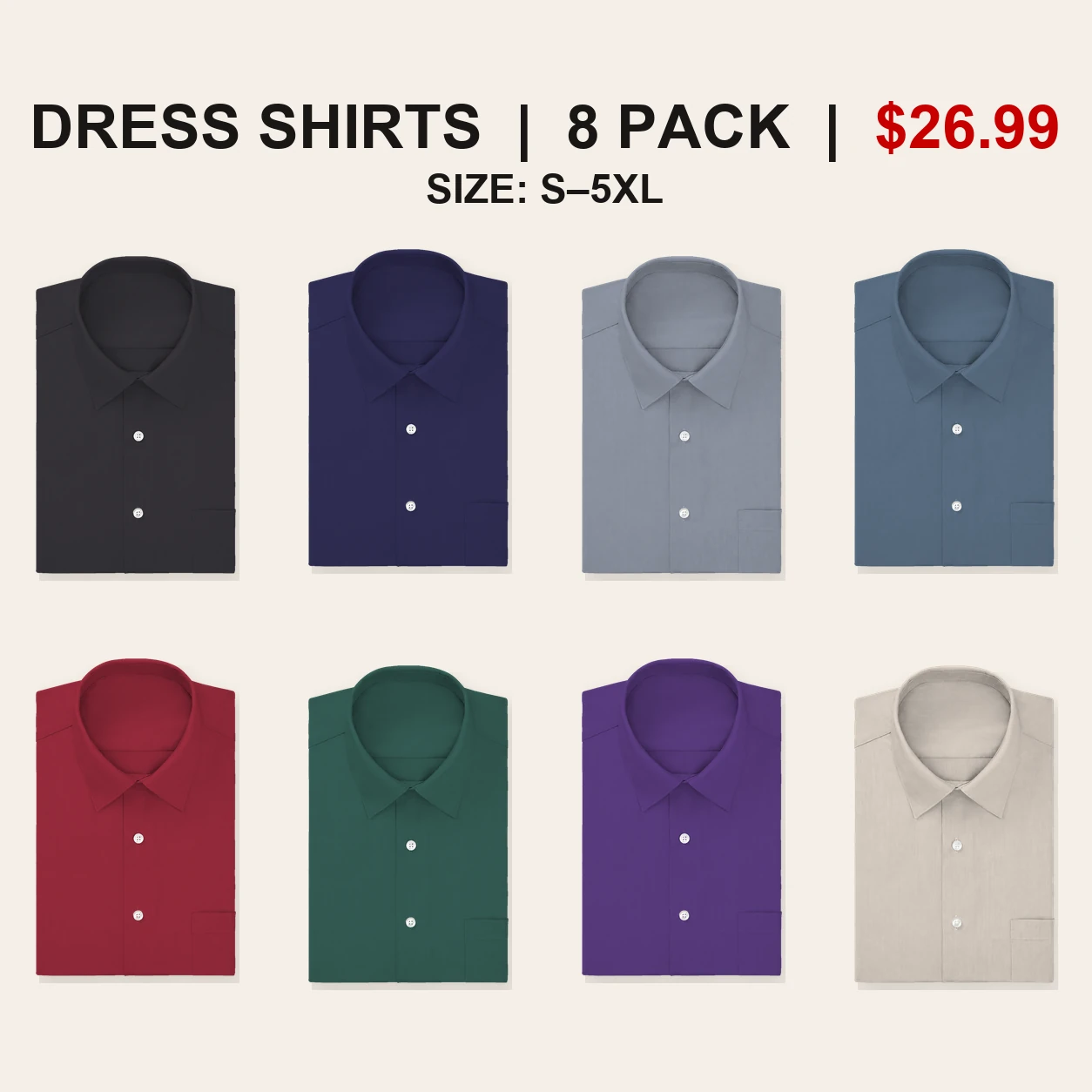 Eight-pack Executive Color regular fit dress shirt mix