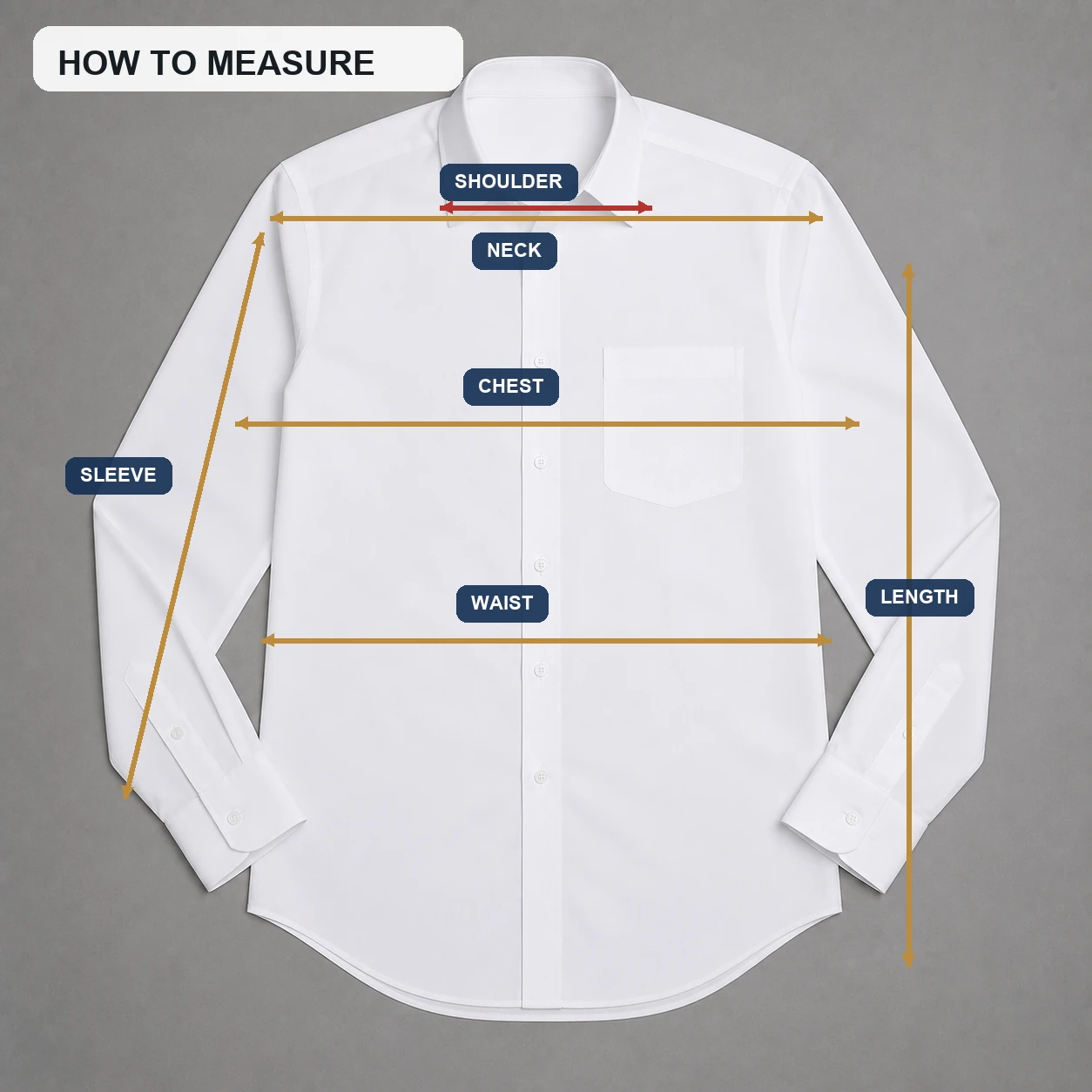How to measure neck shoulder chest waist sleeve and shirt length