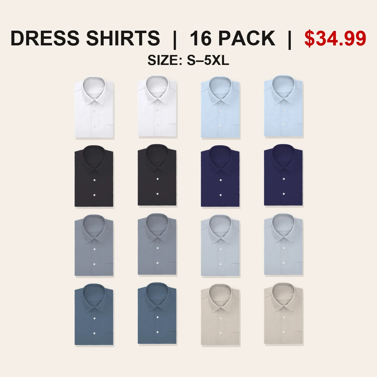 Sixteen-pack Balanced Business regular fit dress shirt mix