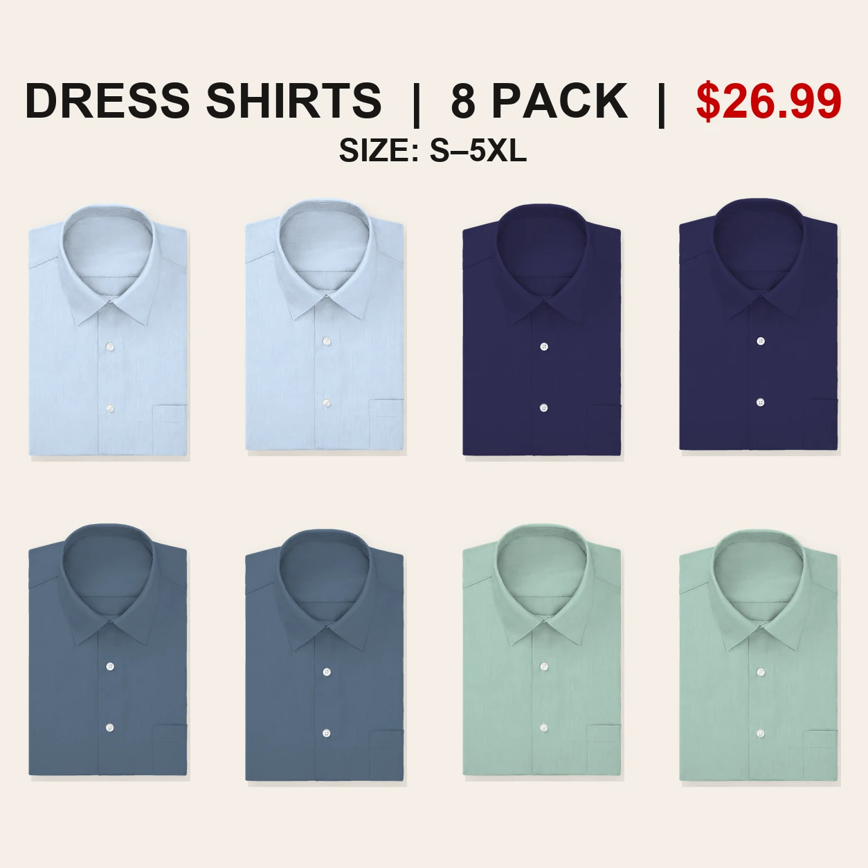 Eight-pack Modern Business regular fit dress shirt mix
