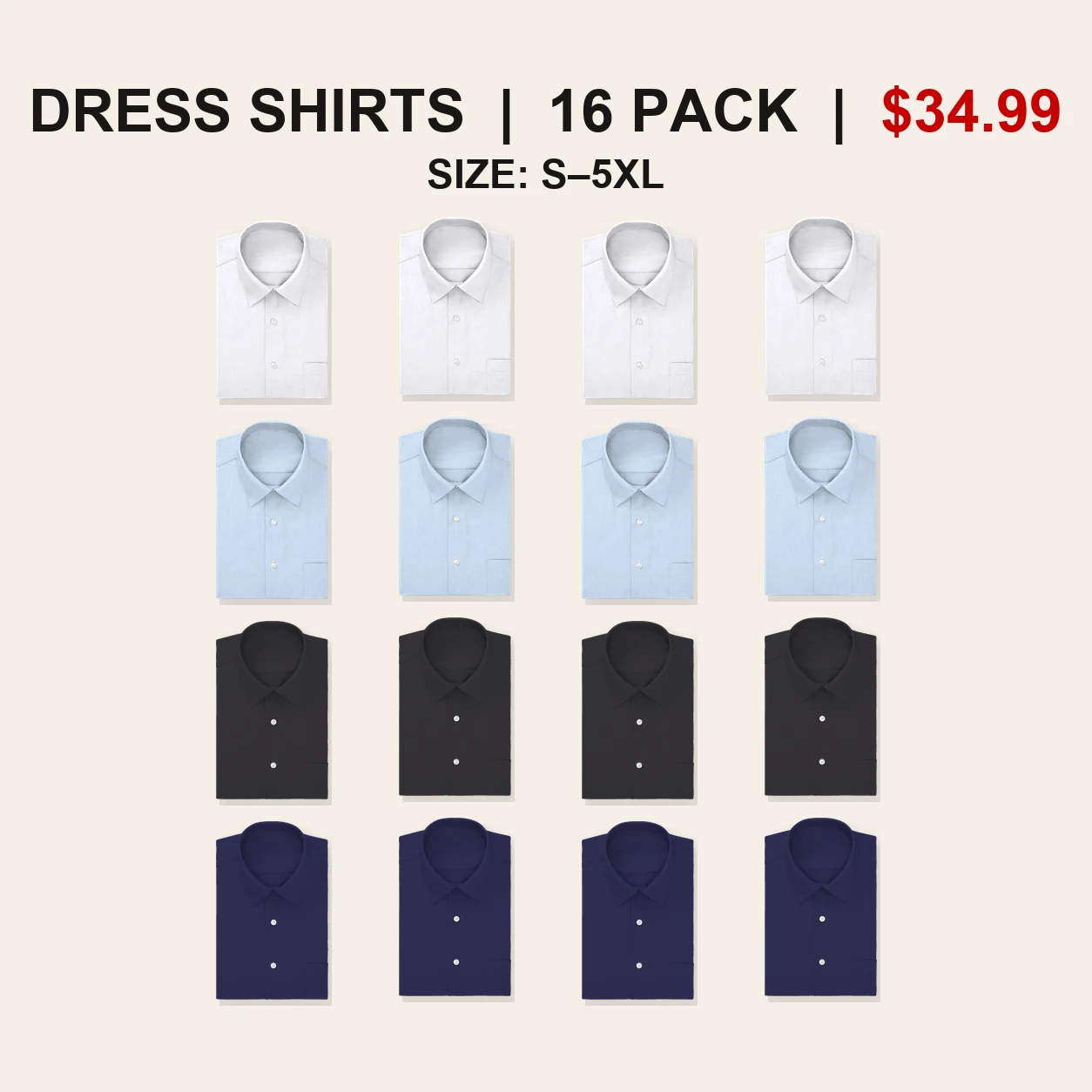 Sixteen-pack Core Office regular fit dress shirt mix