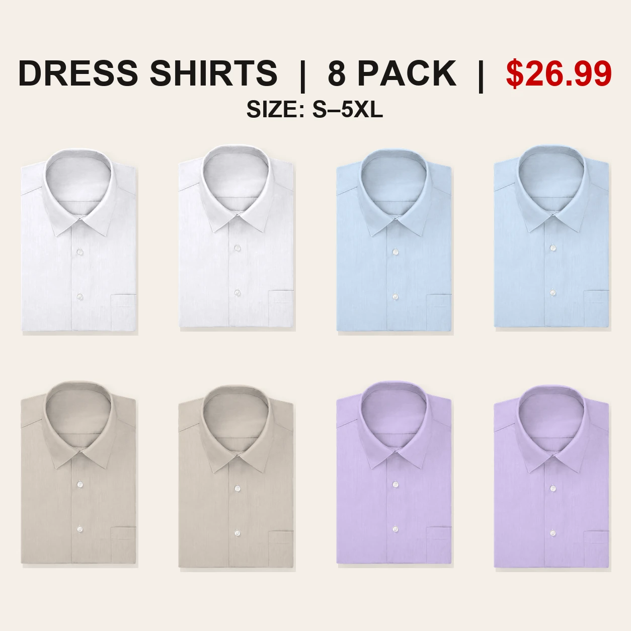 Eight-pack Soft Professional regular fit dress shirt mix