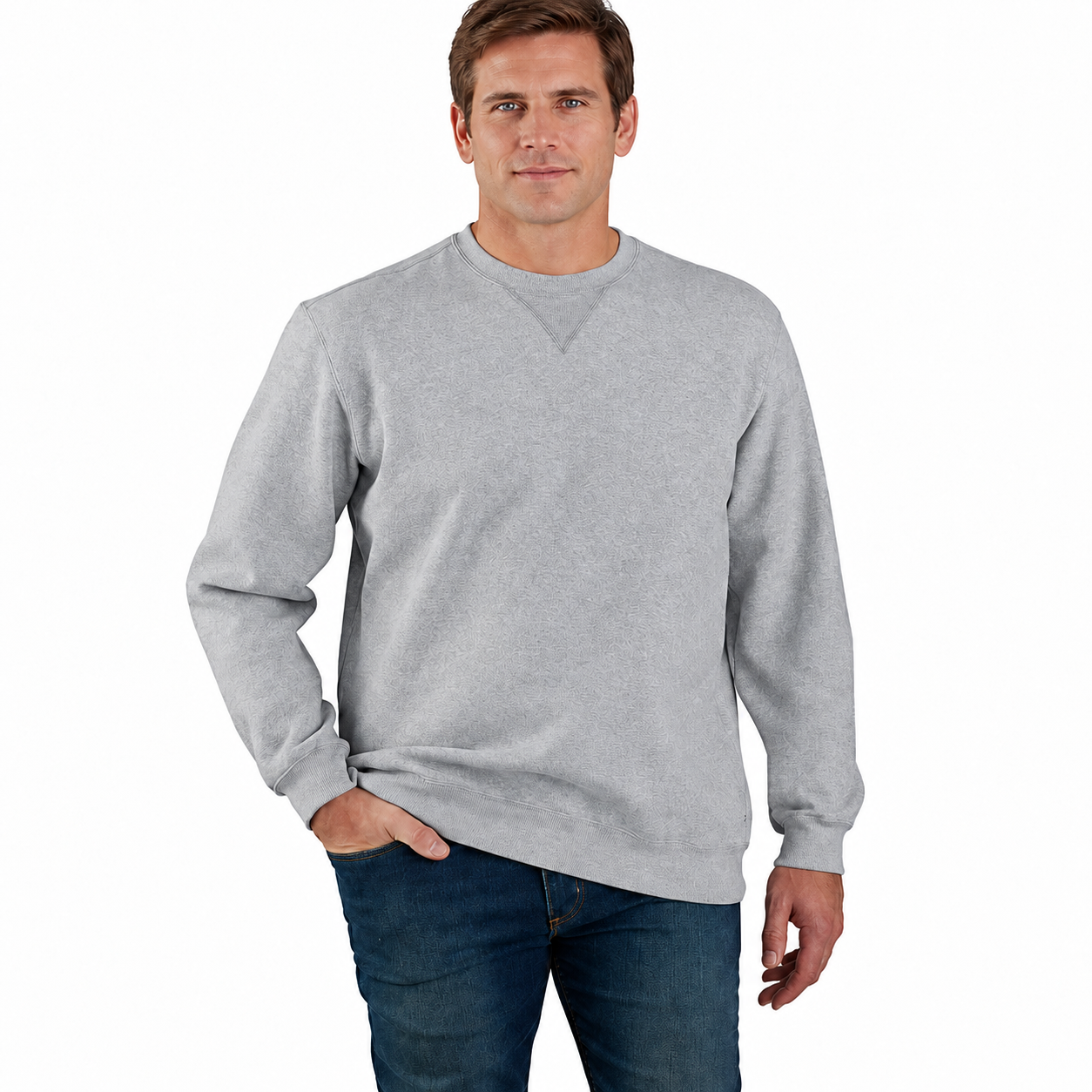 Men’s Loose Fit Midweight Crewneck Sweatshirt – Cotton-Blend Fleece
