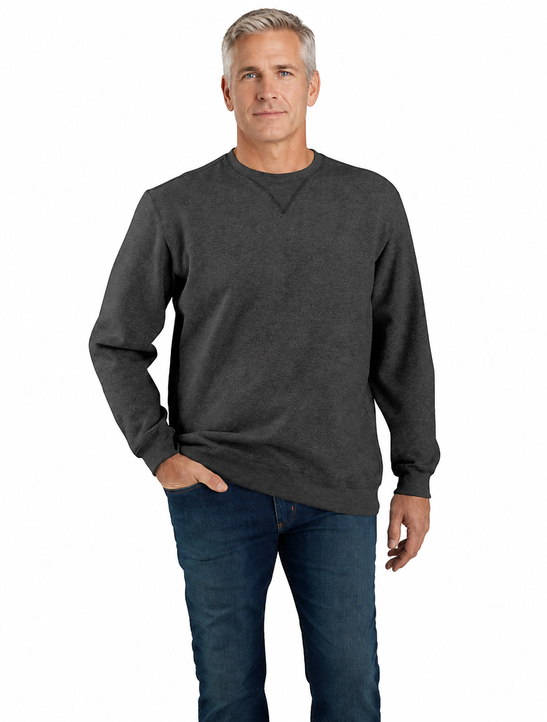 Men’s Loose Fit Midweight Crewneck Sweatshirt – Cotton-Blend Fleece
