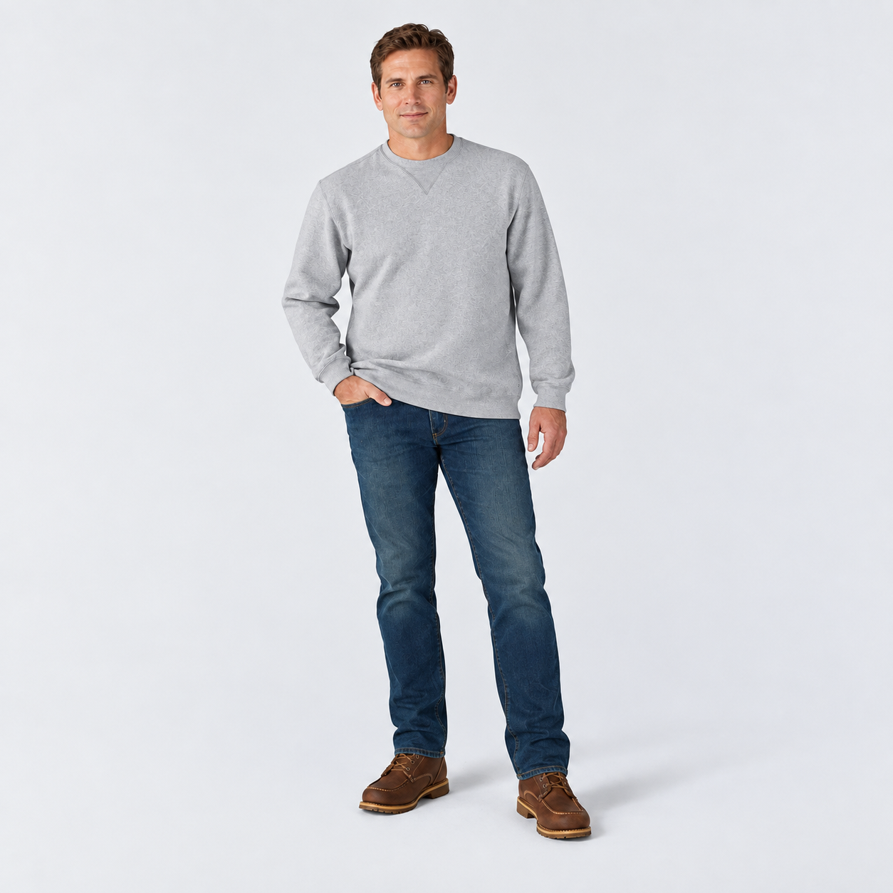 Men’s Loose Fit Midweight Crewneck Sweatshirt – Cotton-Blend Fleece