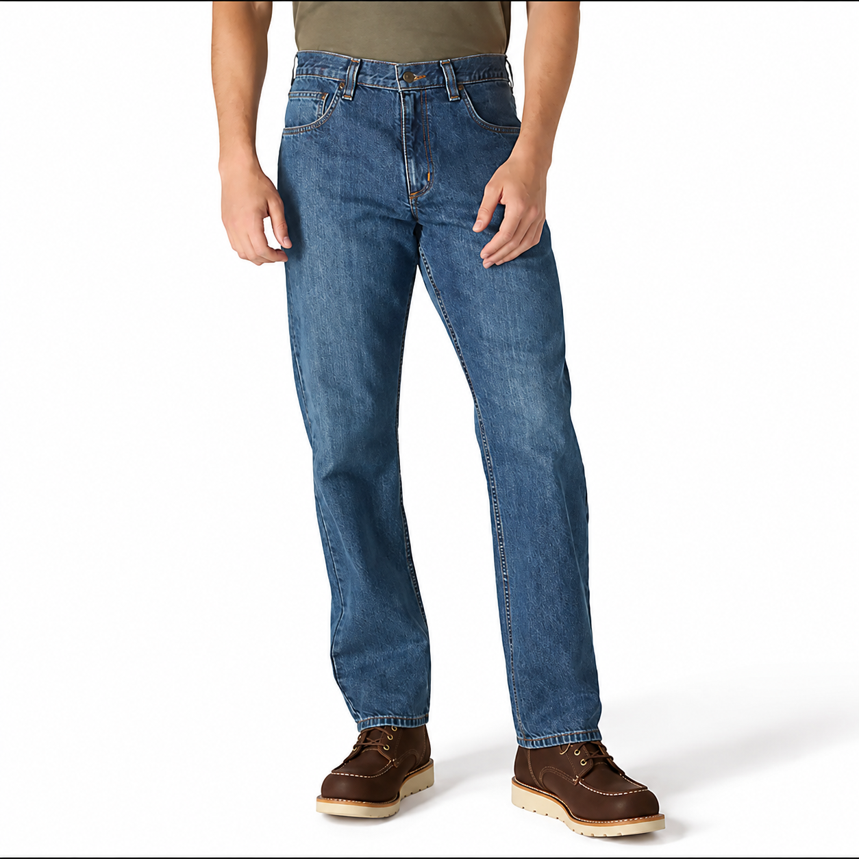 Men’s 13 oz Relaxed Straight Five-Pocket Jeans – 100% Cotton