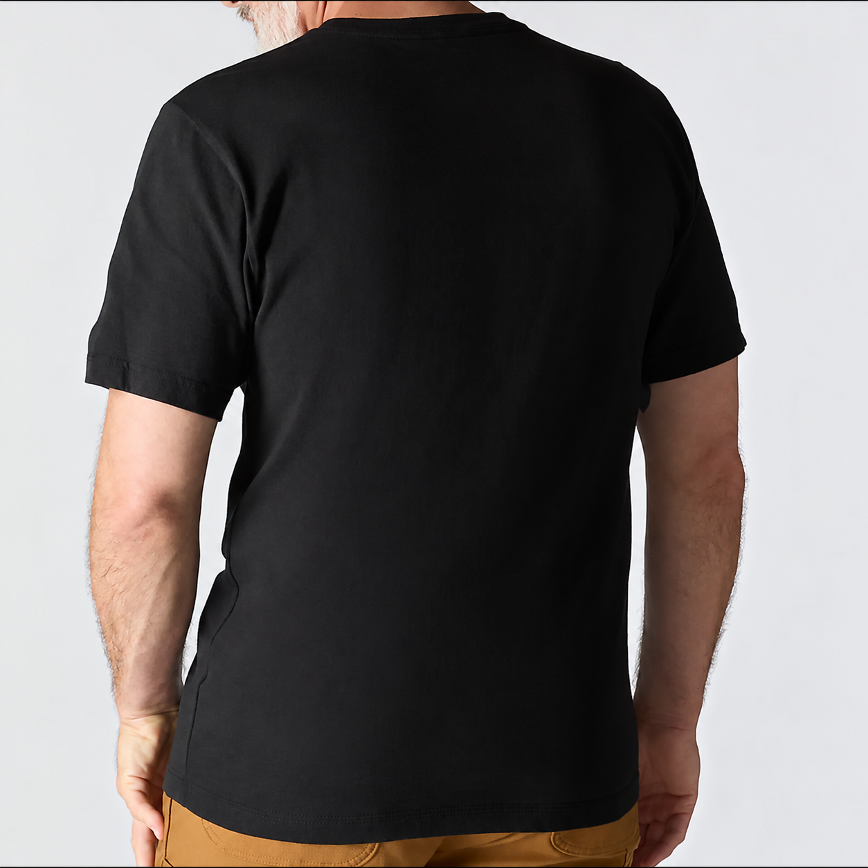 Black heavyweight pocket T-shirt, back view