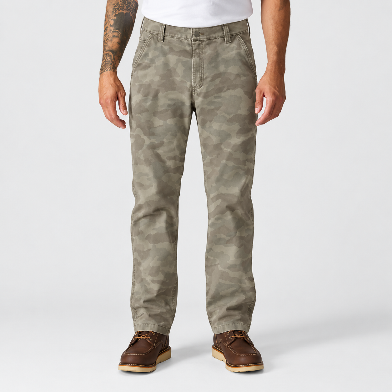 Fossil Tan Camo stretch canvas work pants
