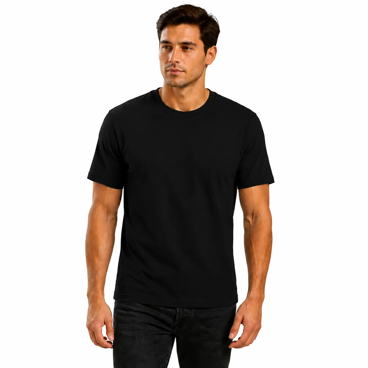 Black crew-neck T-shirt color preview