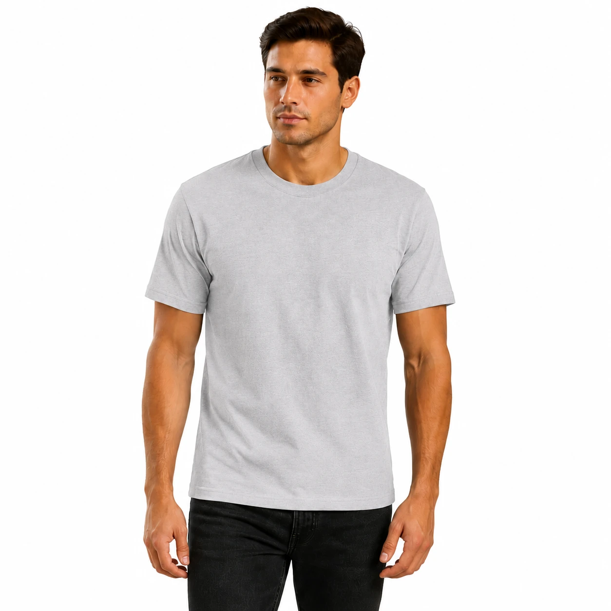 Light gray crew-neck T-shirt color preview