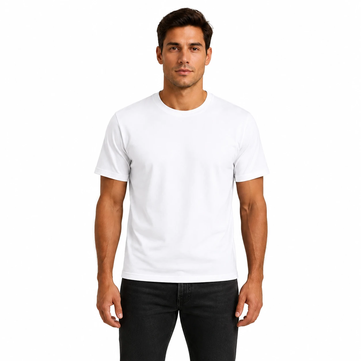 White crew-neck T-shirt color preview