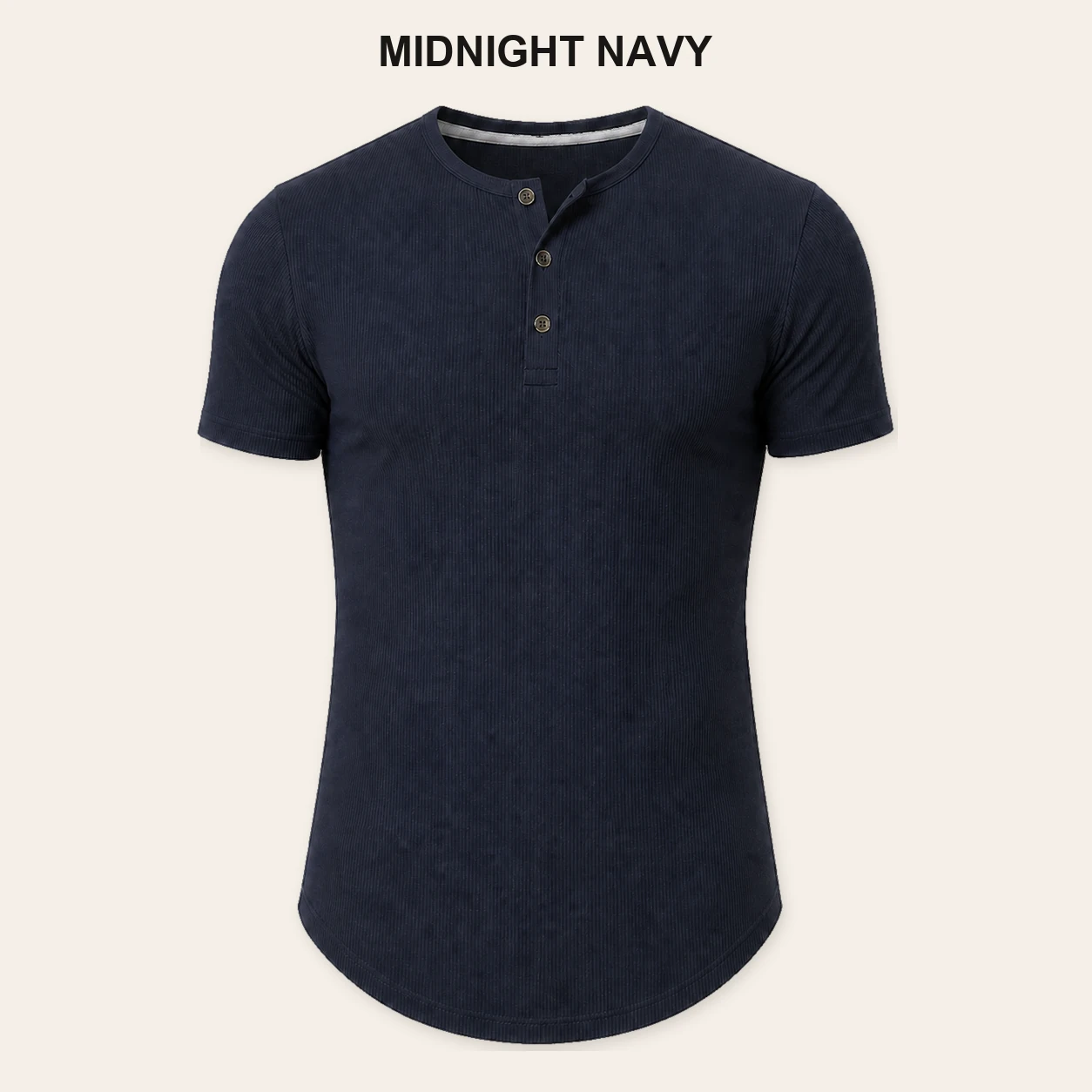Single Midnight Navy slim fit ribbed Henley T-shirt