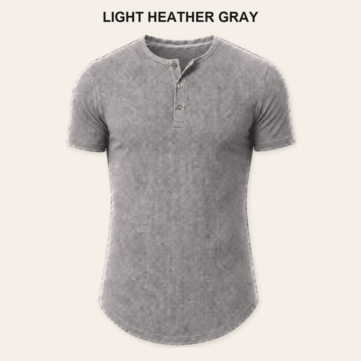 Single Light Heather Gray slim fit ribbed Henley T-shirt
