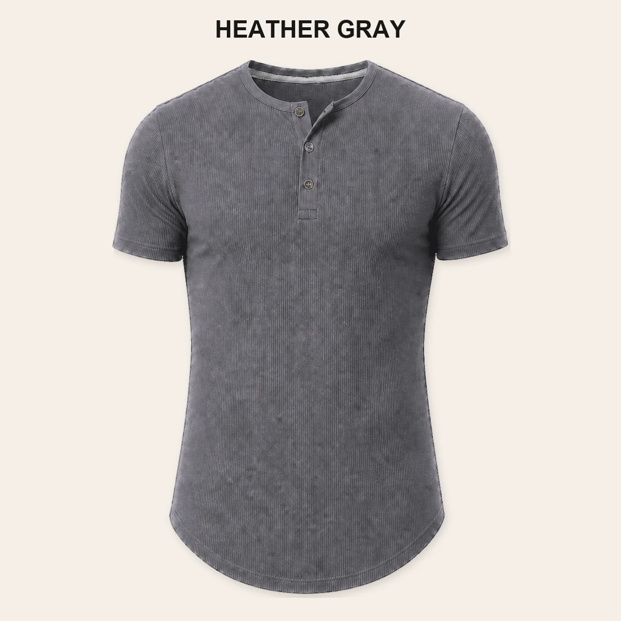 Single Heather Gray slim fit ribbed Henley T-shirt