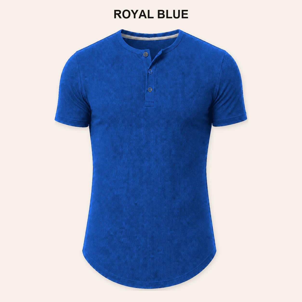 Single Royal Blue slim fit ribbed Henley T-shirt