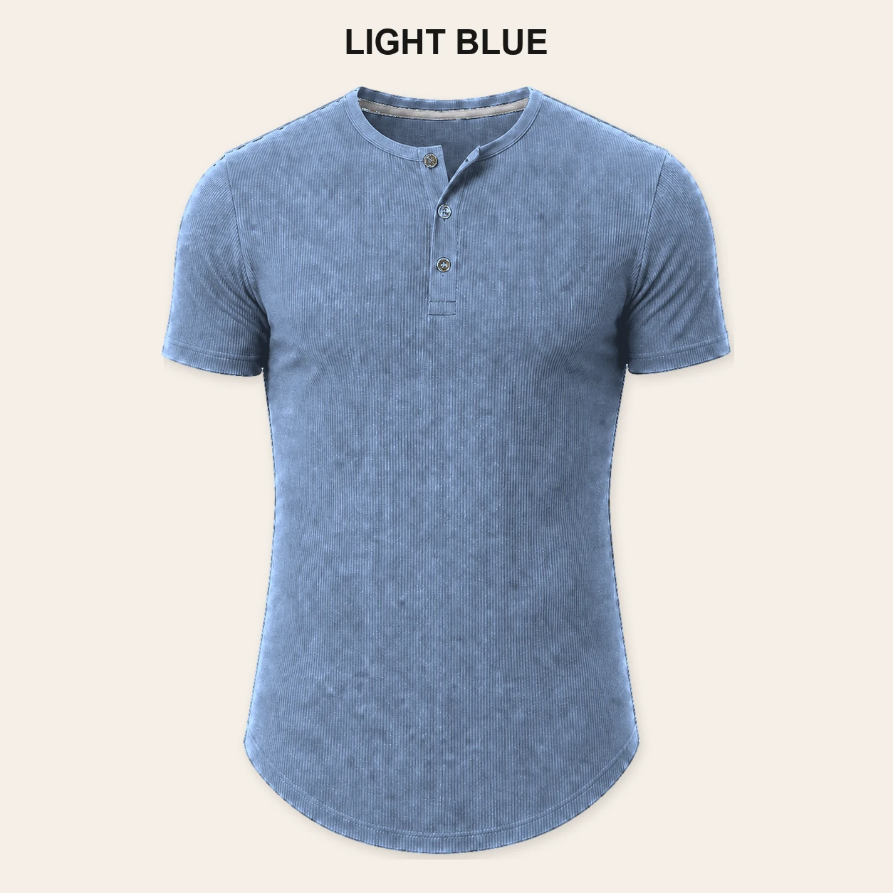 Single Light Blue slim fit ribbed Henley T-shirt