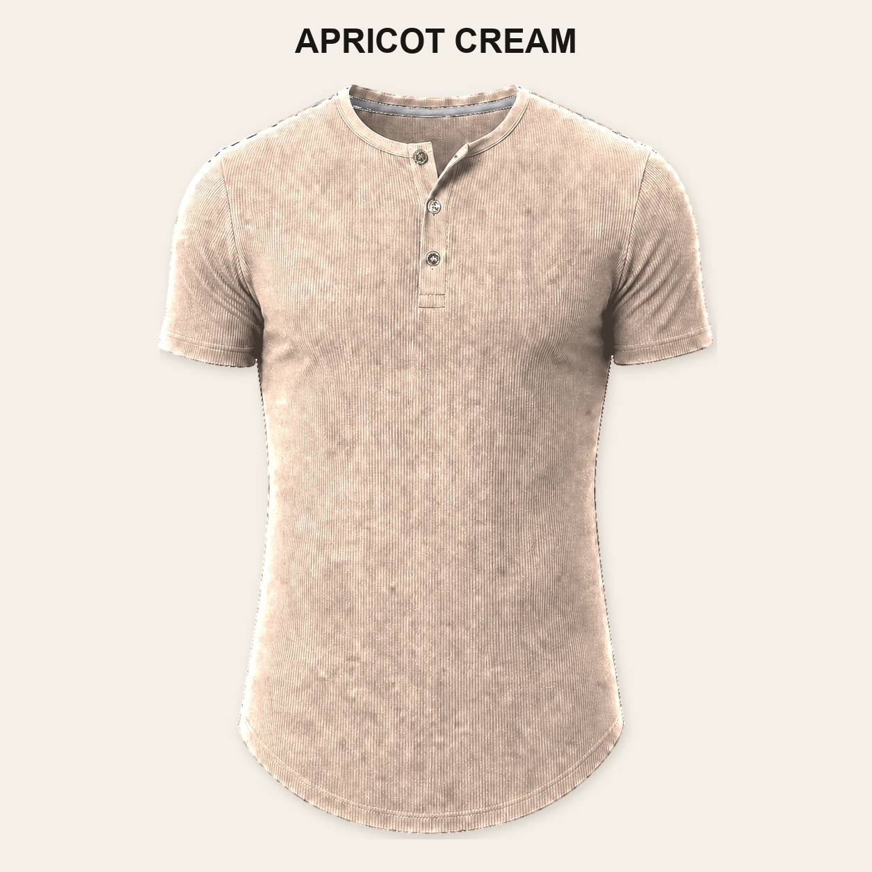 Single Apricot Cream slim fit ribbed Henley T-shirt
