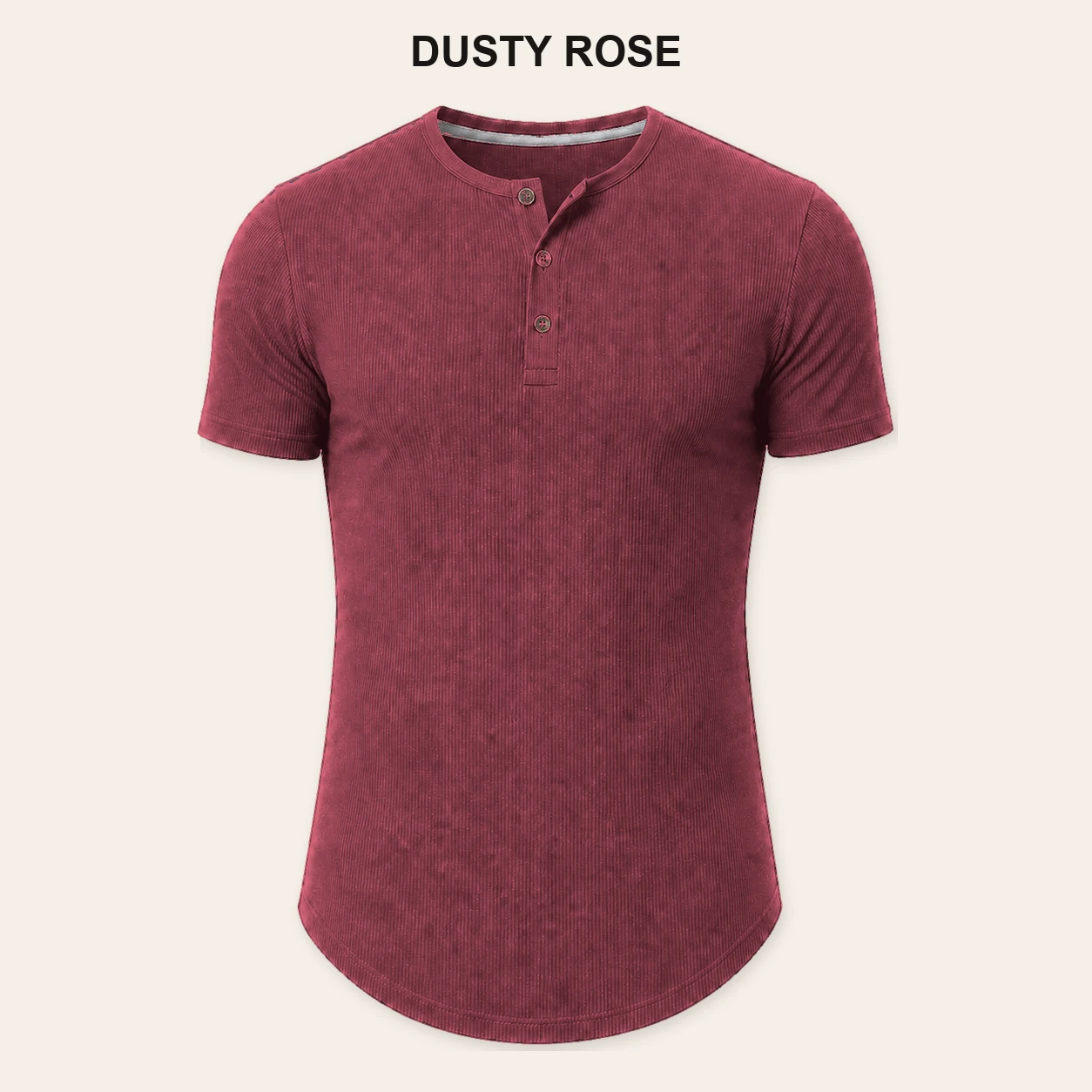 Single Dusty Rose slim fit ribbed Henley T-shirt