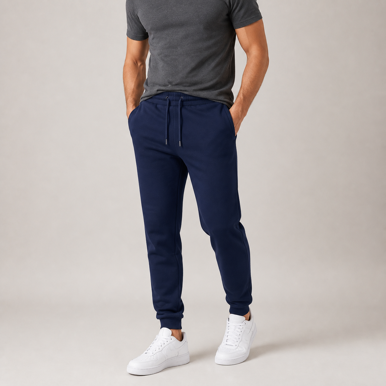 Navy men's fleece-lined jogger sweatpants