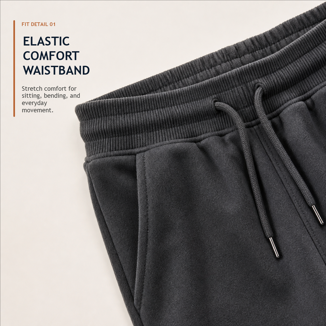 Elastic drawstring waistband detail