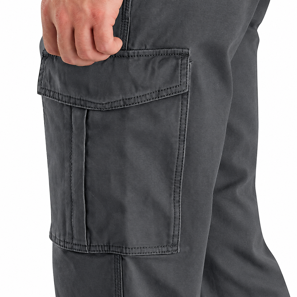 Cargo pocket construction close-up
