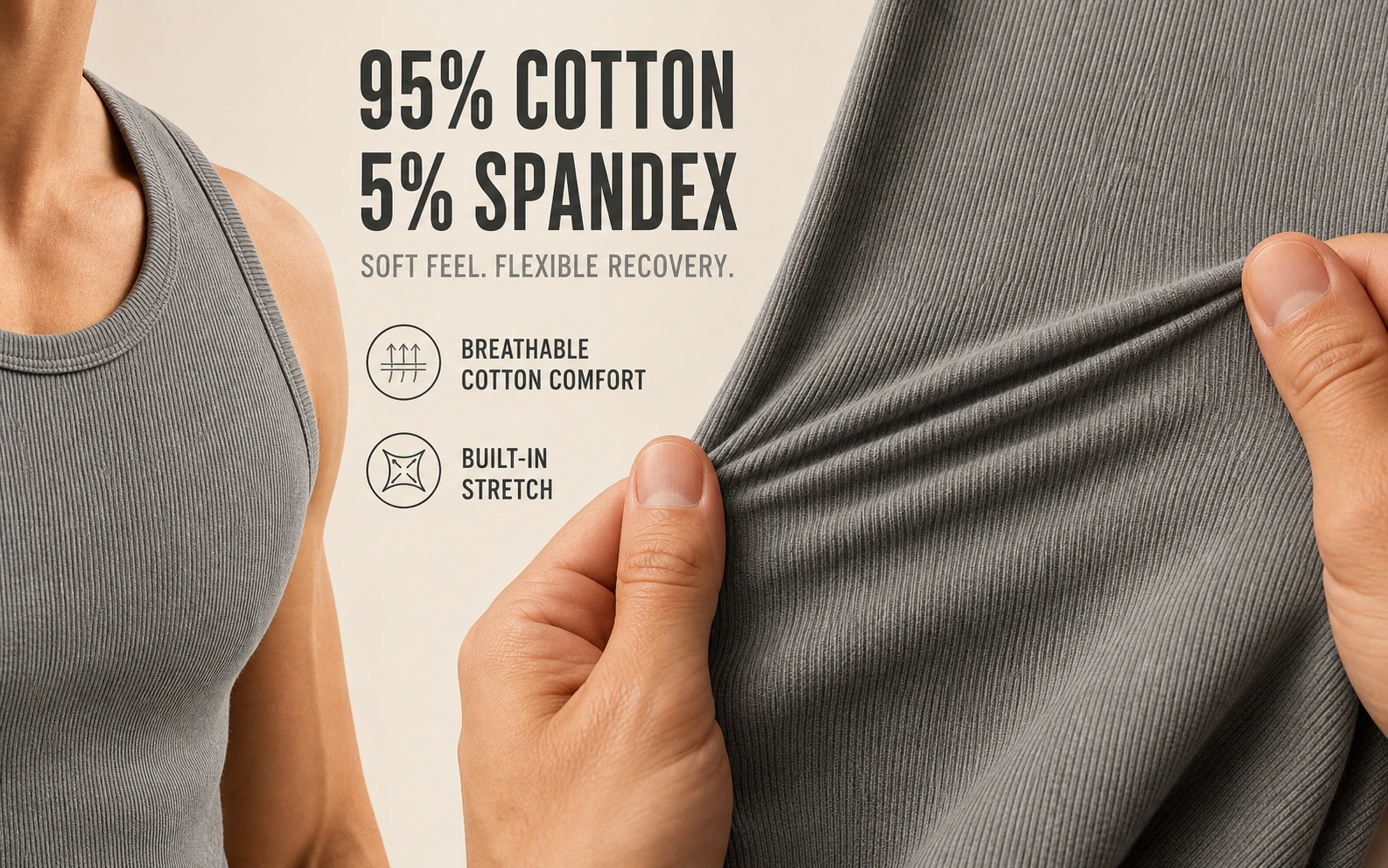 Cotton stretch fabric composition and comfort