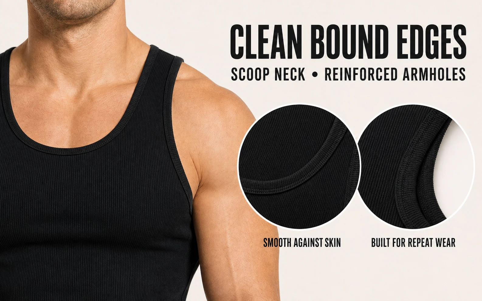 Bound neckline and armhole construction details