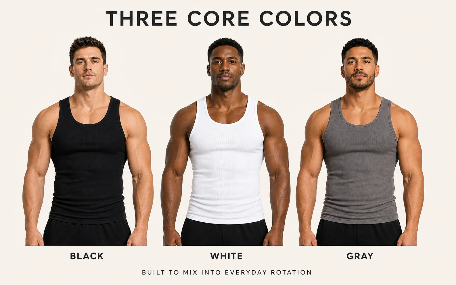 Black White and Gray ribbed tank top colors