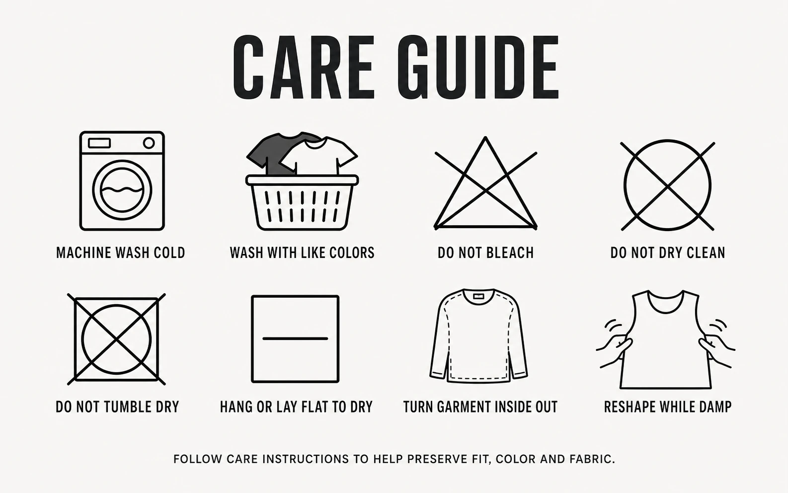 Machine-wash care guide for ribbed athletic tank tops