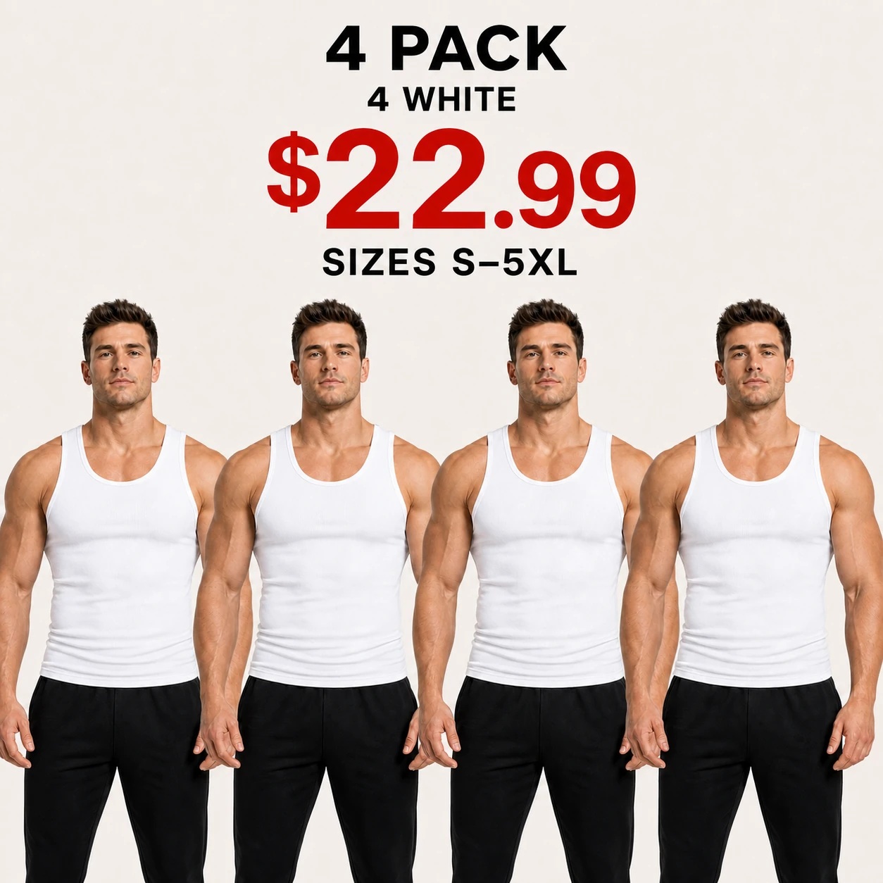 Four-pack of White ribbed tank tops