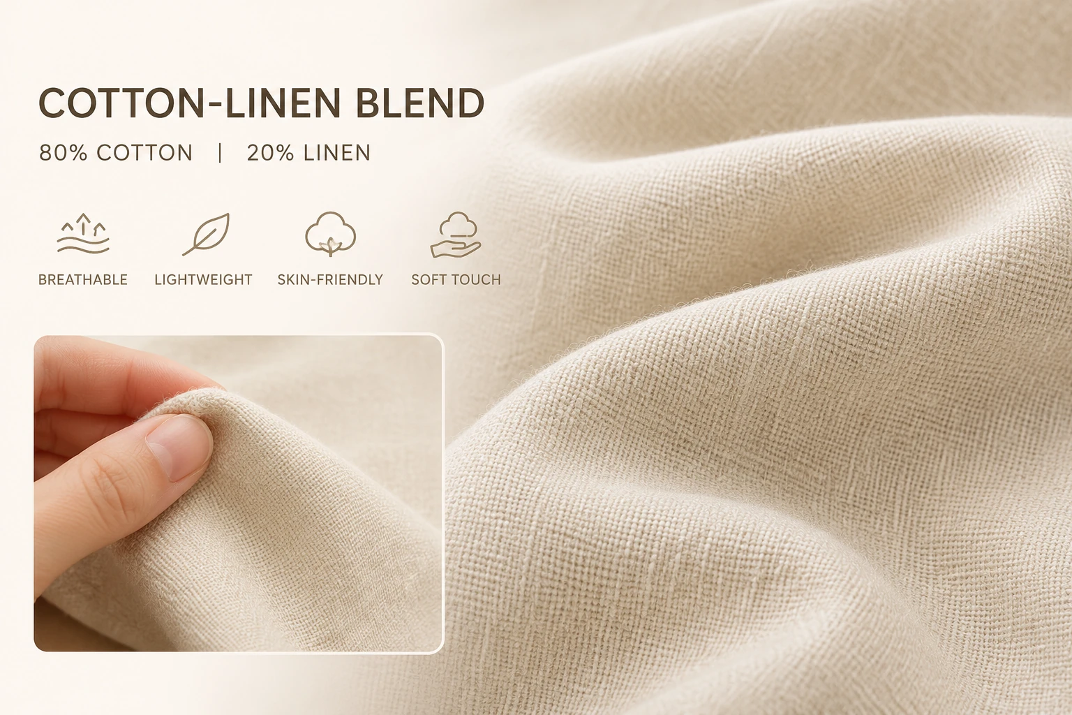 Eighty percent cotton and twenty percent linen fabric