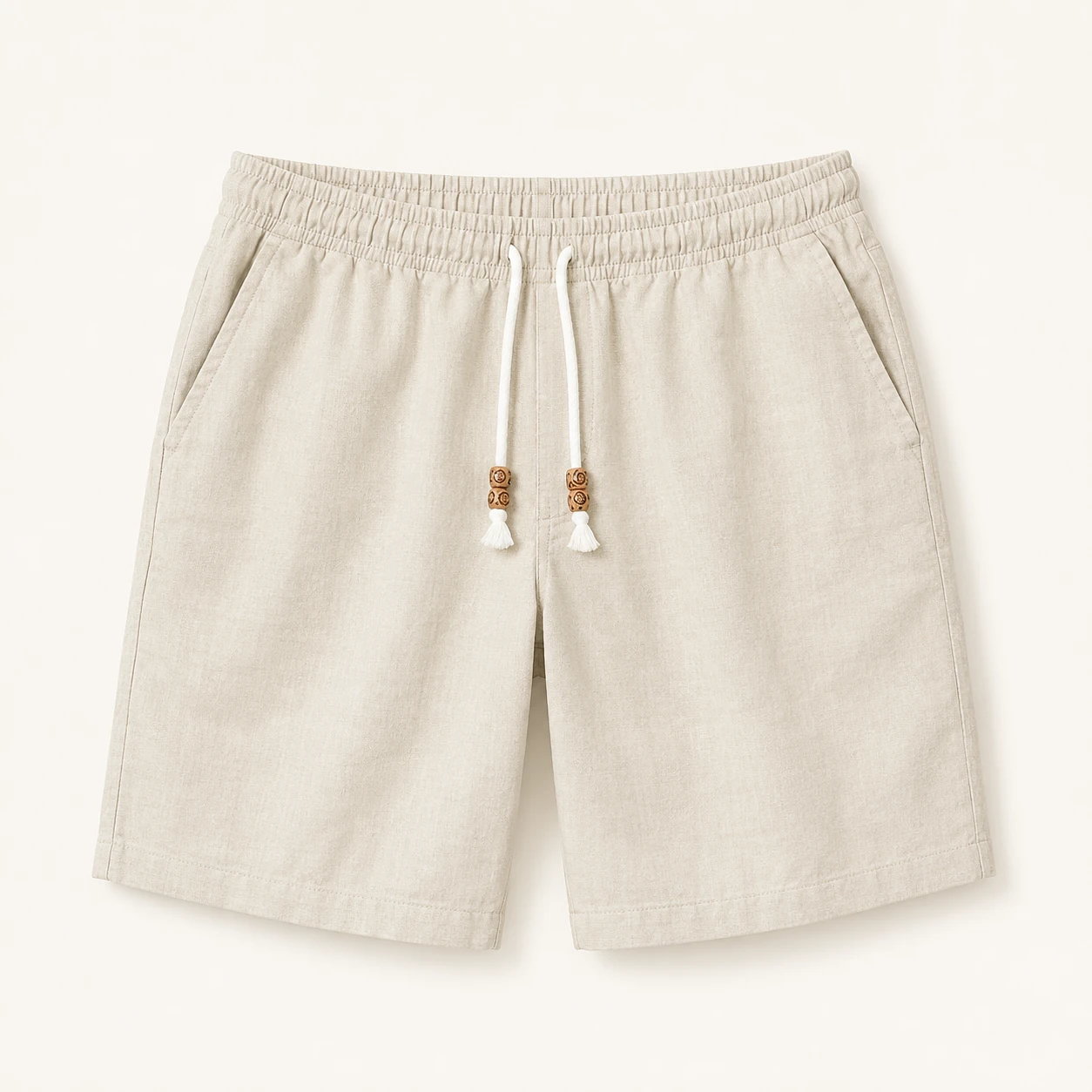 Natural Linen cotton linen drawstring shorts