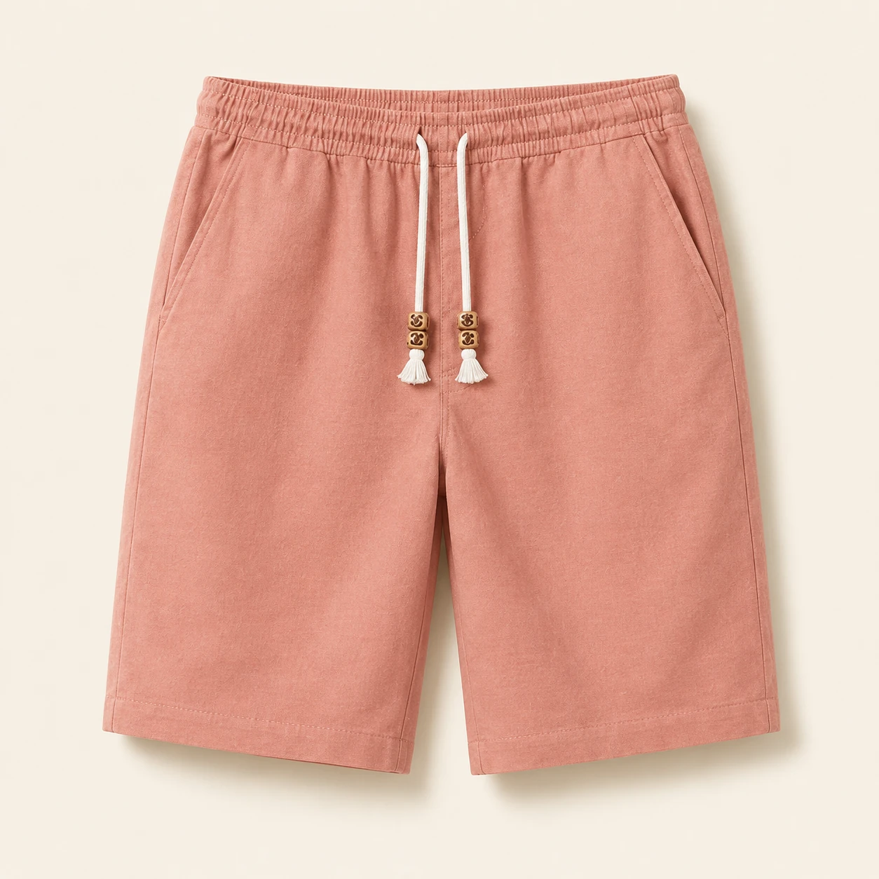 Dusty Rose cotton linen drawstring shorts