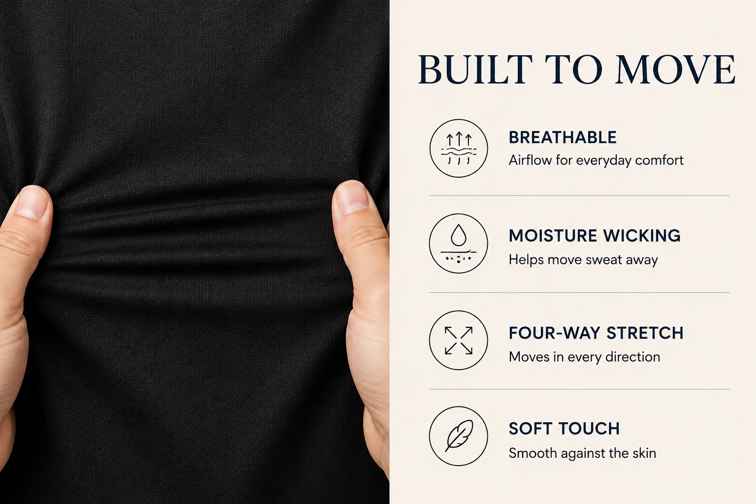 Stretch polo fabric designed for comfortable movement