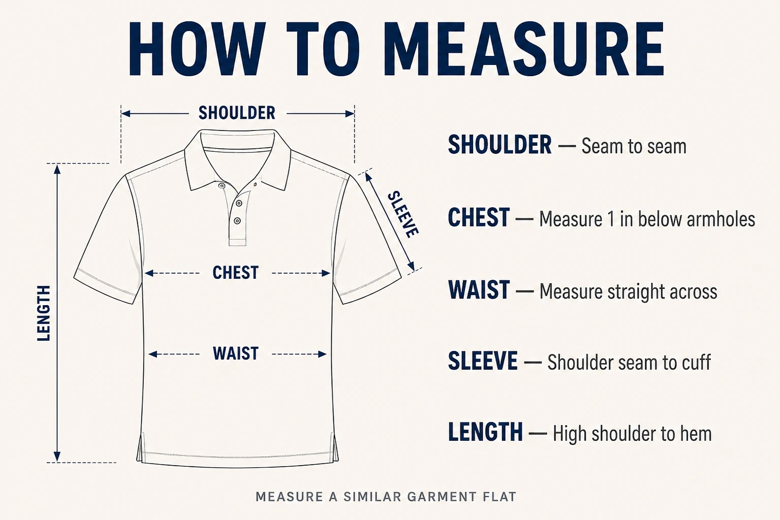 How to measure for the men's polo shirt