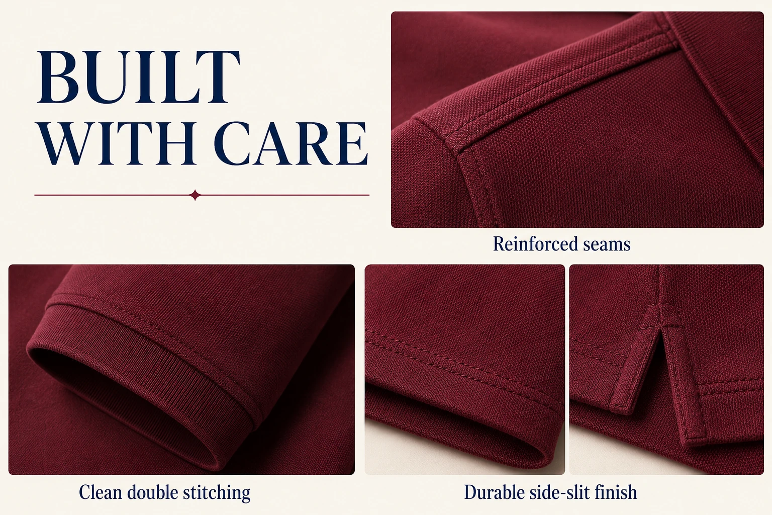 Reinforced stitching and clean workmanship