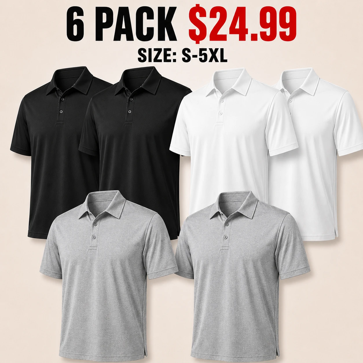 Six-pack Core Neutrals polo shirt color mix