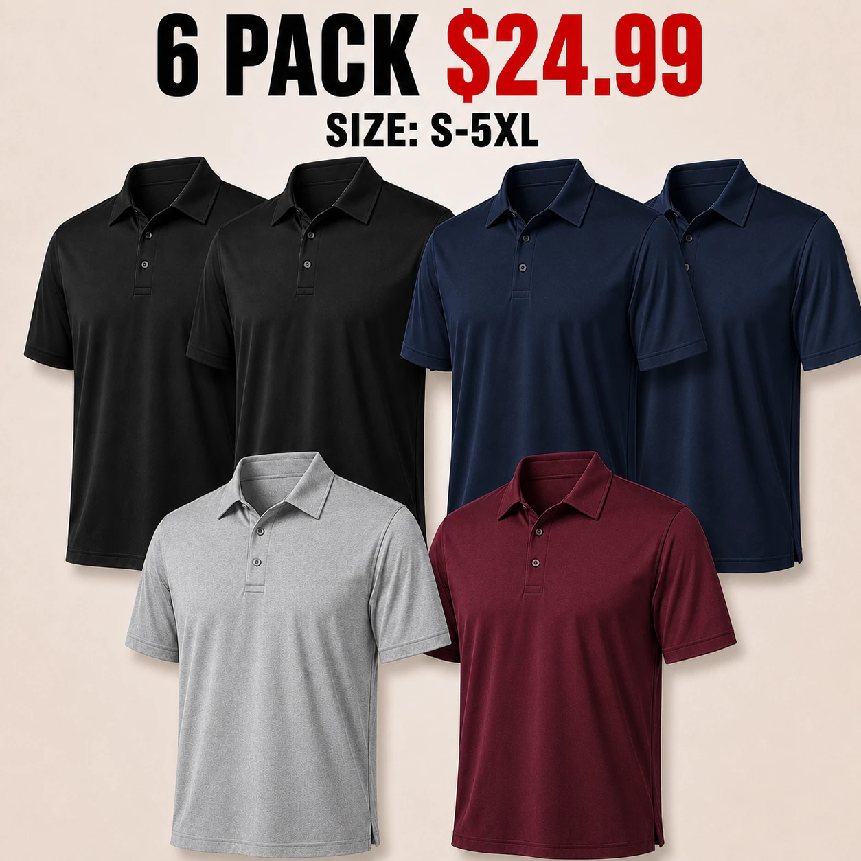 Six-pack Dark Classics polo shirt color mix