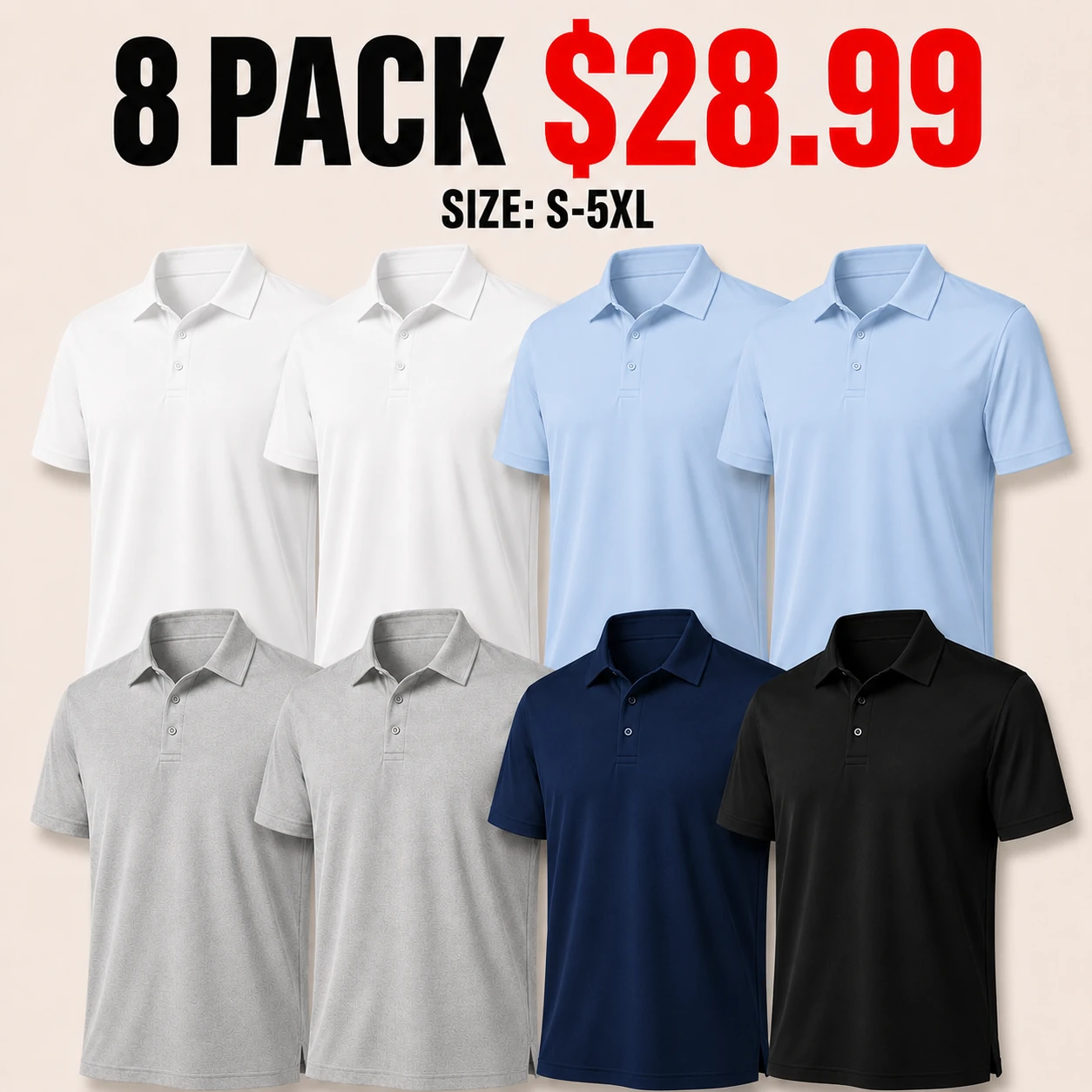 Eight-pack Light Summer polo shirt color mix
