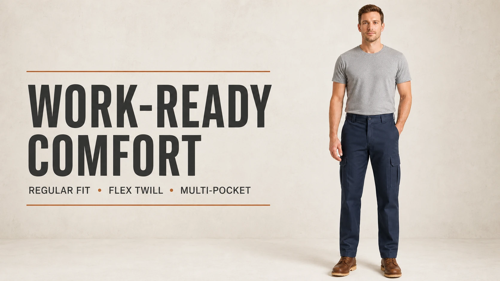 Work-ready comfort overview for men's cargo work pants
