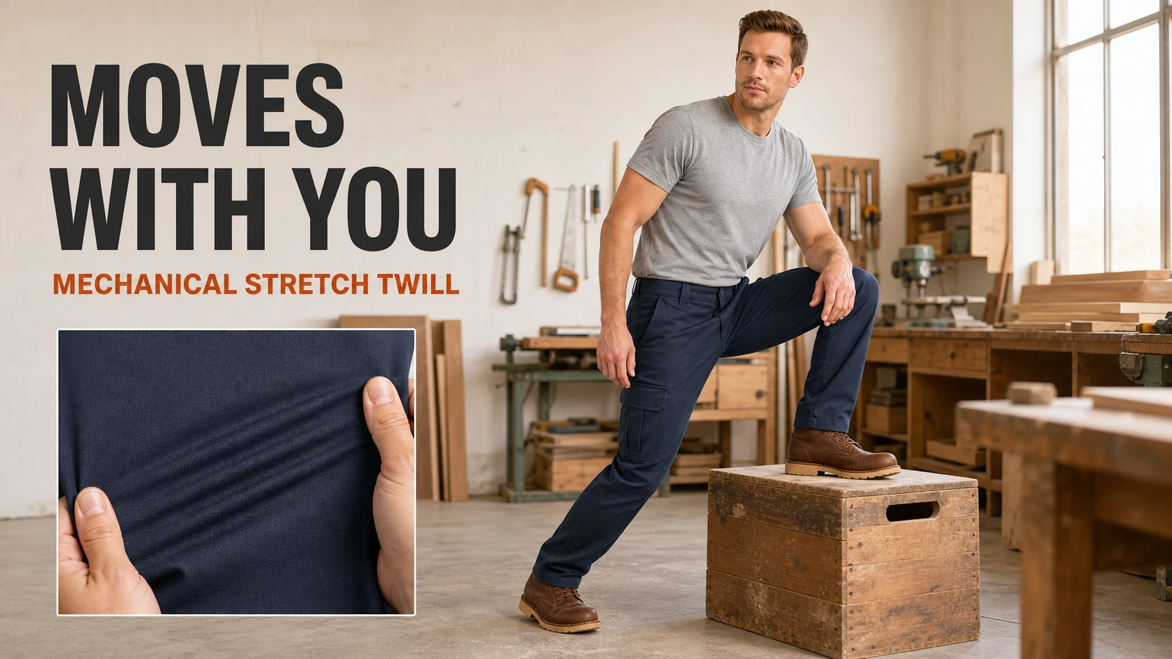 Mechanical-stretch twill mobility demonstration