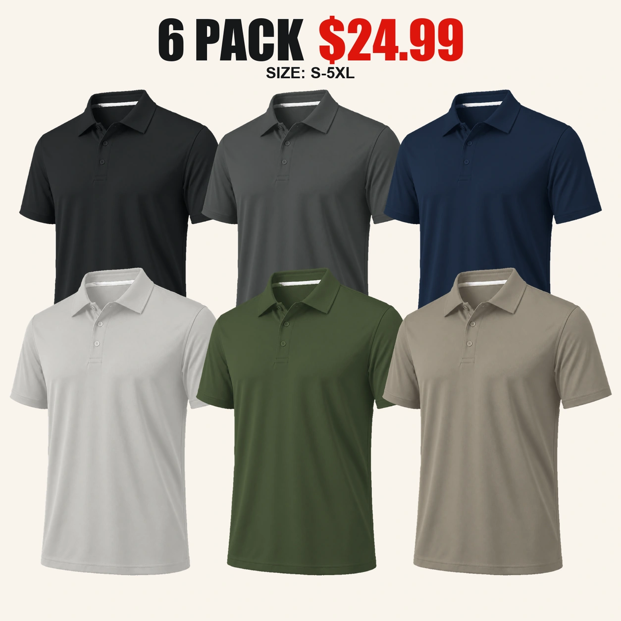 Six-pack Core Essentials polo shirt color mix