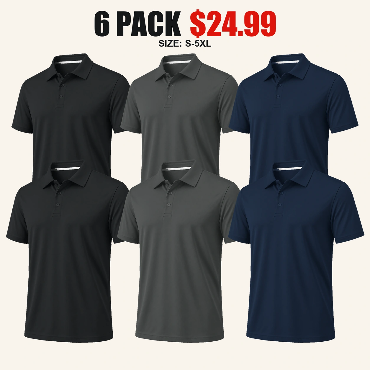 Six-pack Dark Core polo shirt color mix