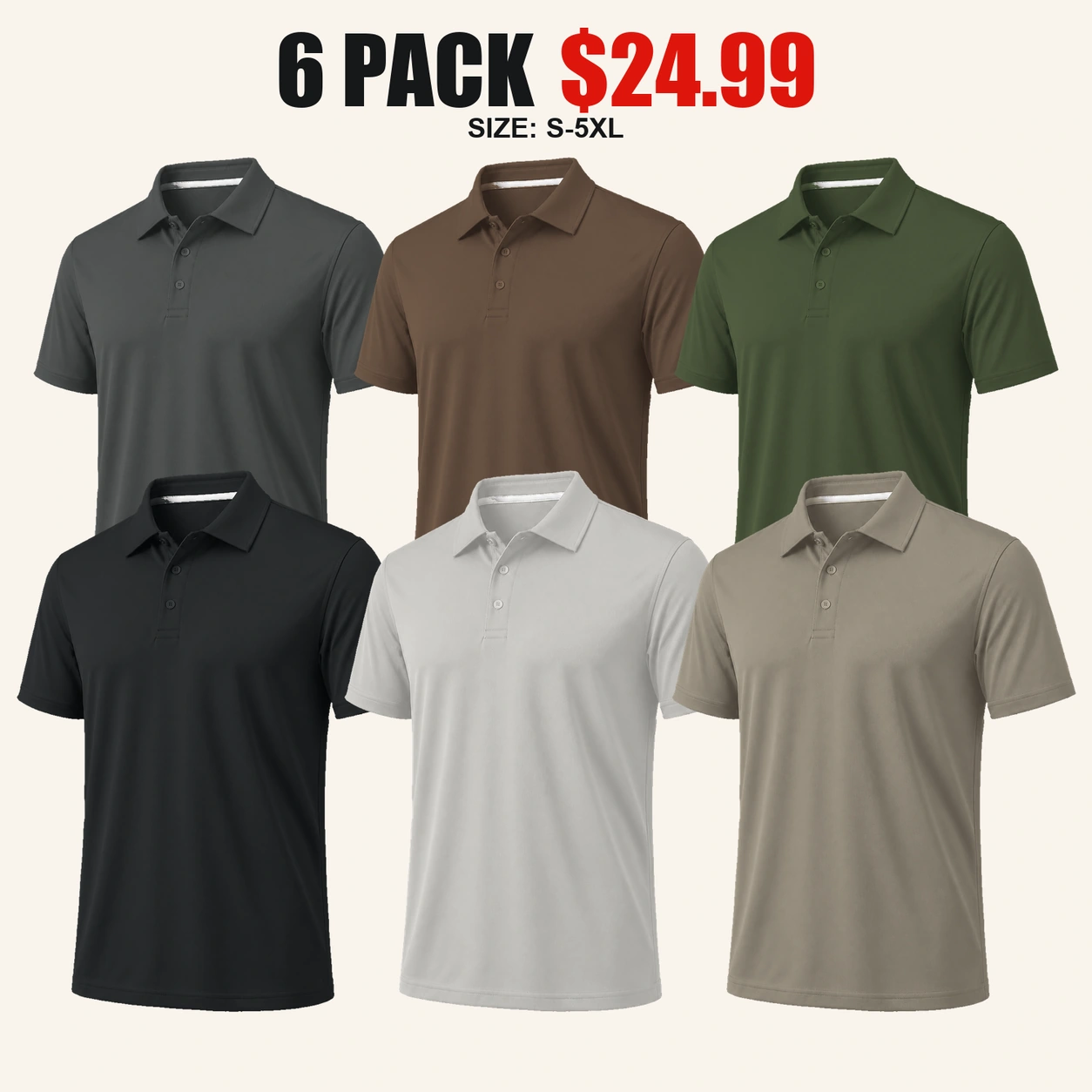 Six-pack Neutral Rotation polo shirt color mix