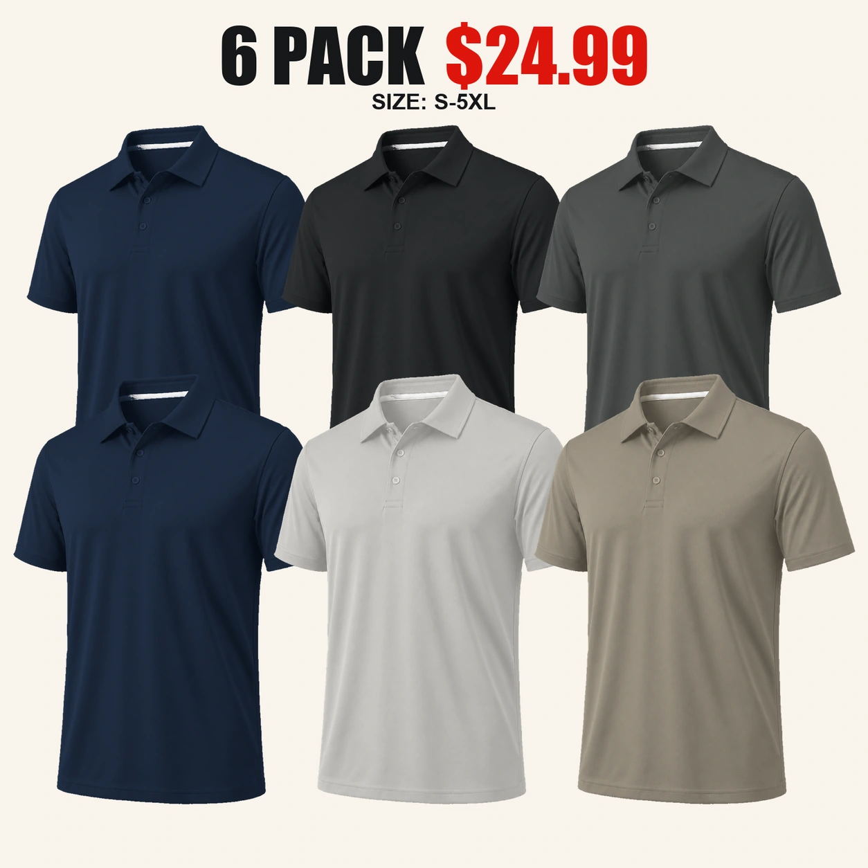 Six-pack Office Week polo shirt color mix