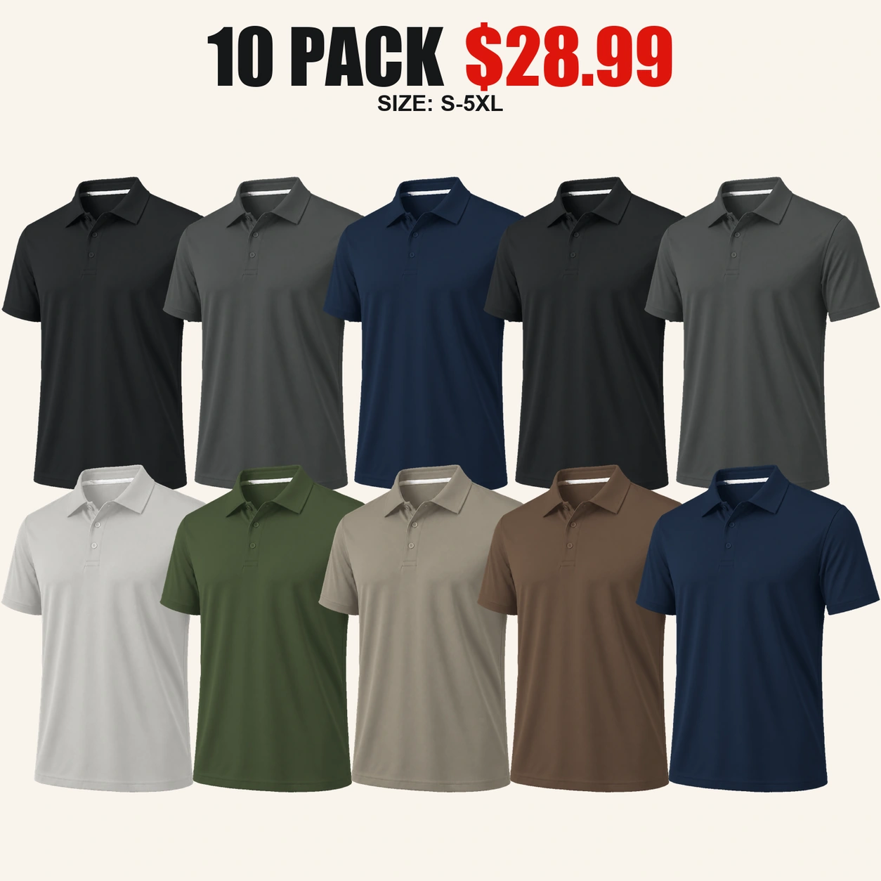 Ten-pack Complete Rotation polo shirt color mix