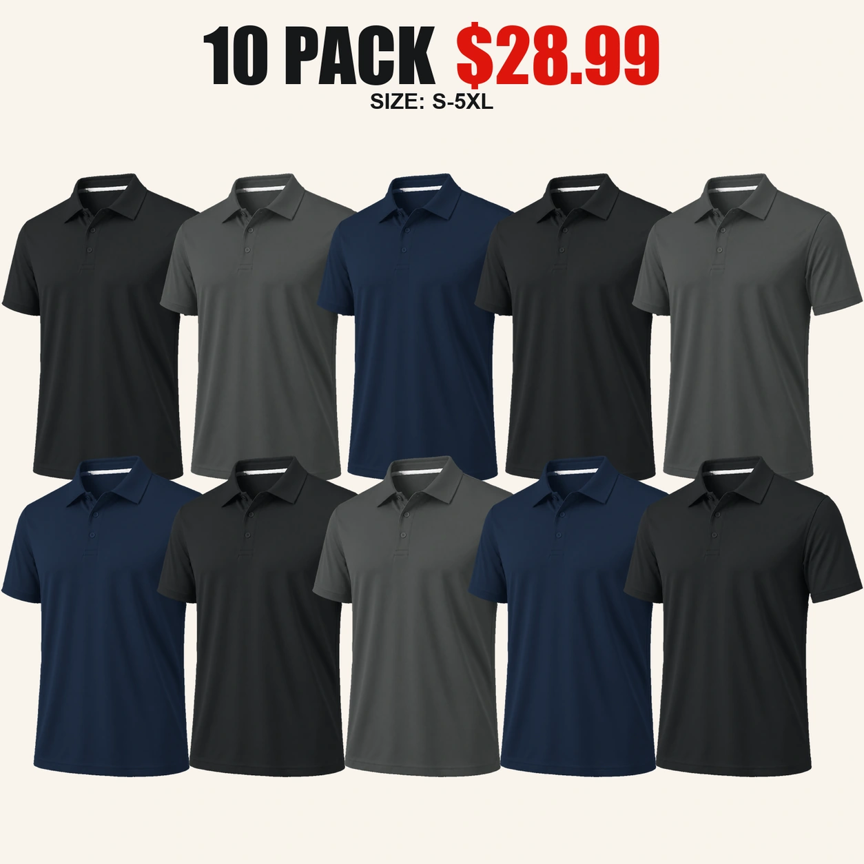 Ten-pack Dark Core polo shirt color mix