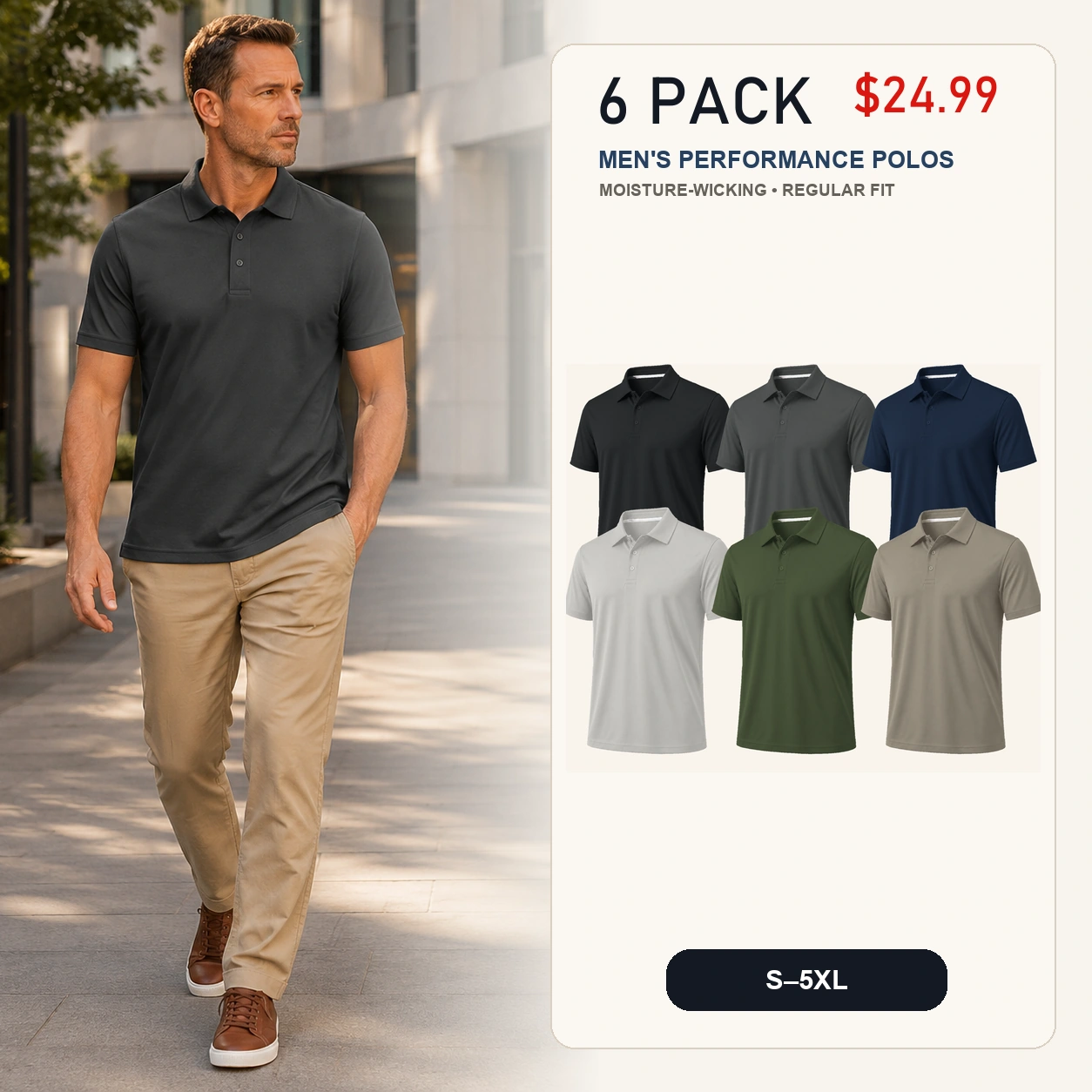 Men's performance polo six-pack cover image
